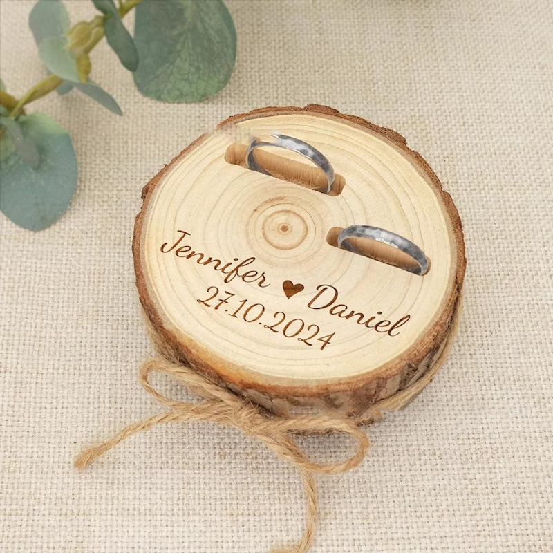 Personalized Carved Wooden Inlaid Ring Box